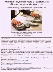 Работникам бюджетной сферы с 1 сентября 2022  в Беларуси повысится базовая ставка